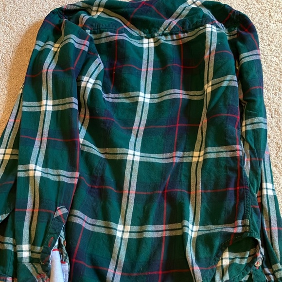 H & M Forest Green Plaid long sleeve button down shirt US 4 - Picture 5 of 5